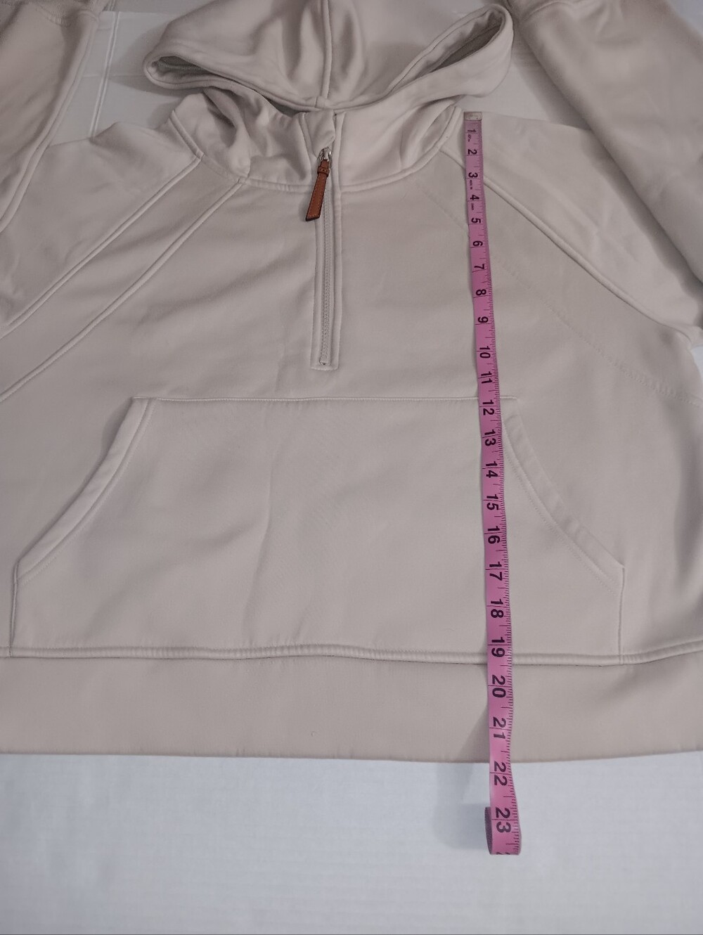 LASLULU QUARTER- ZIP FLEECE INTERIOR THUMB- HOLE HOODED SWEATSHIRT - Picture 4 of 10
